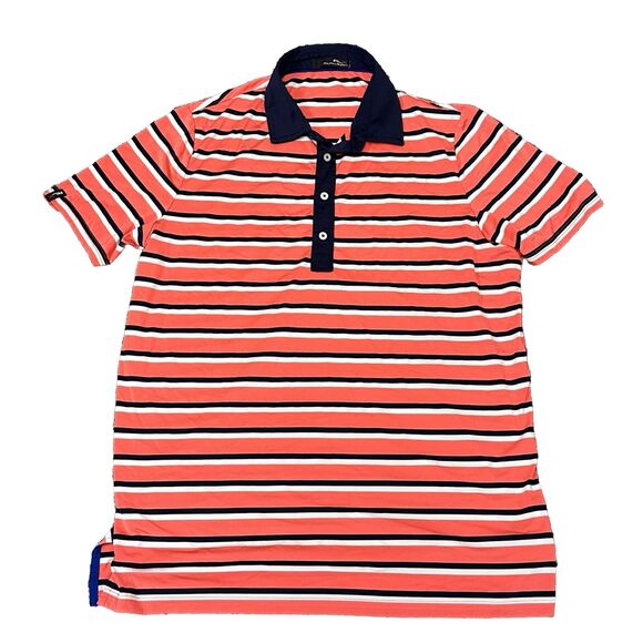 RLX Ralph Lauren Polo Mens Size XL Golf Performance Blue Orange Stripe - Picture 1 of 6